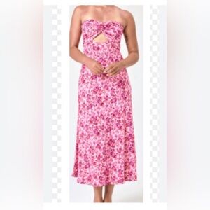 Trixxi Pink Floral Strapless Dress